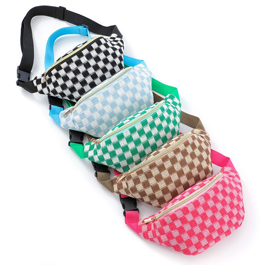 Checkered crossbody fanny pack